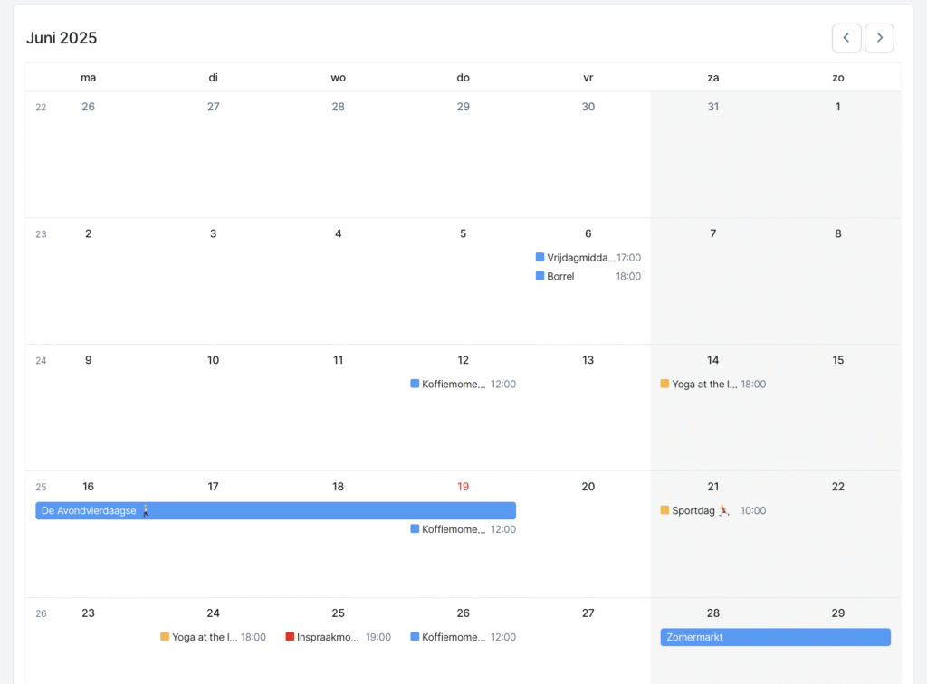 maandweergave agenda